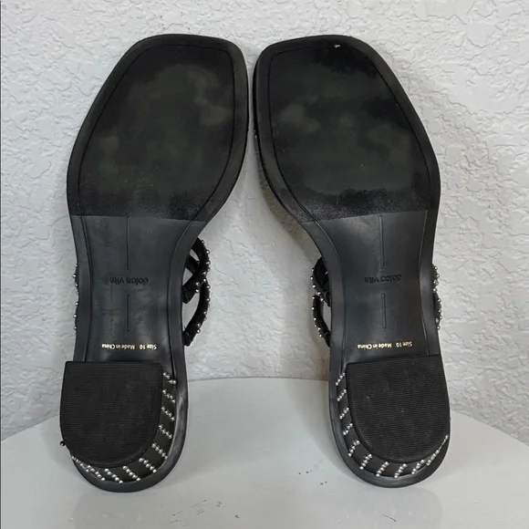 DOLCE VITA STELLA RYE BLACK LEATHER STUDDED STRAPPY HEELED SANDALS - Picture 14 of 16